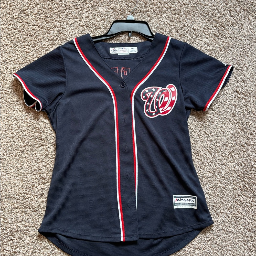 Majestic Kids Navy Baseball Jersey with Red and White Trim
